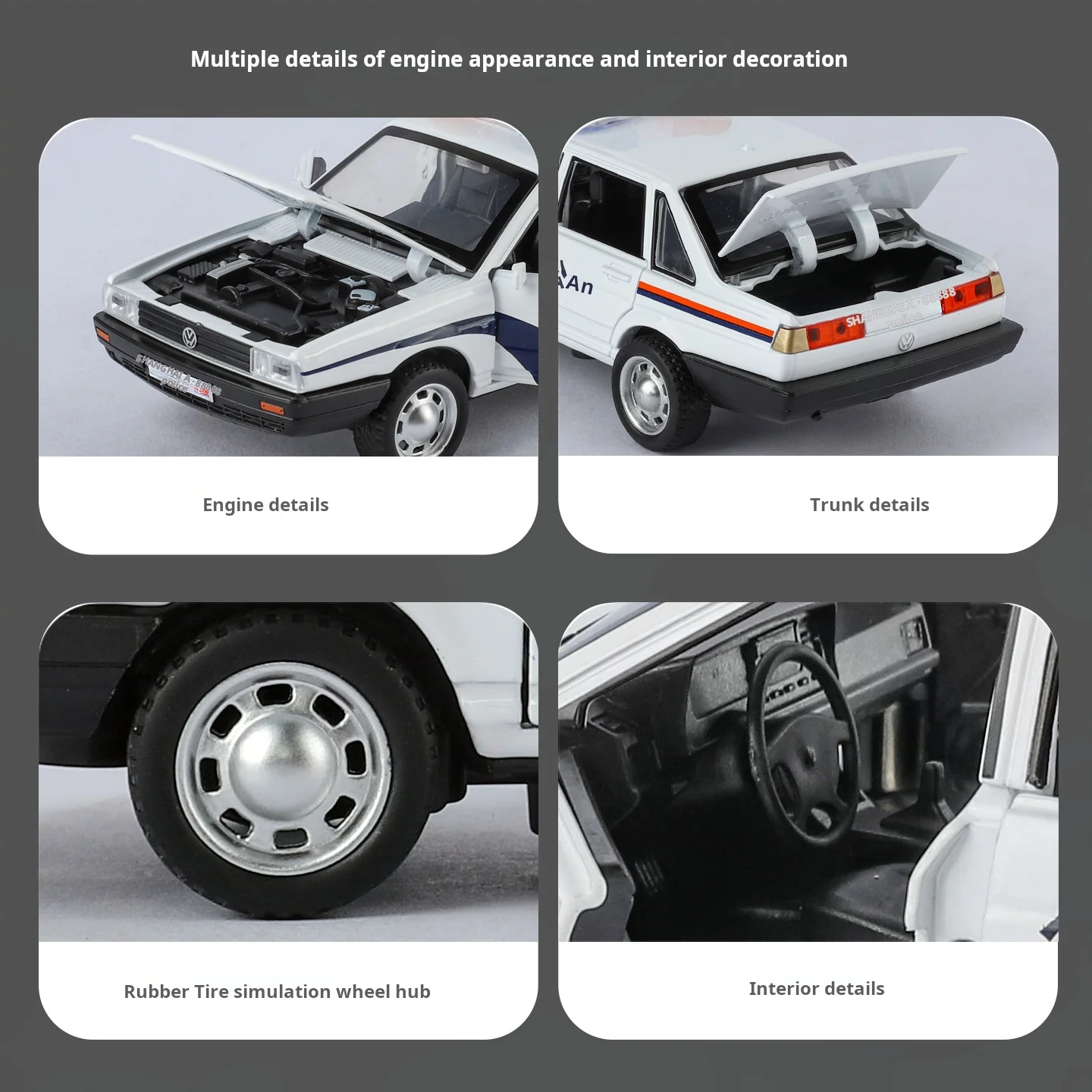 1:32 escala santana liga carro de polícia modelos fundidos portas abertas luz sonora puxar para trás veículo em miniatura para menino ornamento popular