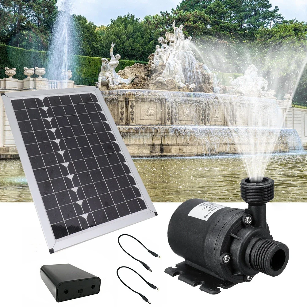 350L/H Silent Submersible Garden Fountain DC Cables Battery Box Water Pump 50W 12V Brushless Solar Water Pump Kit solar pump