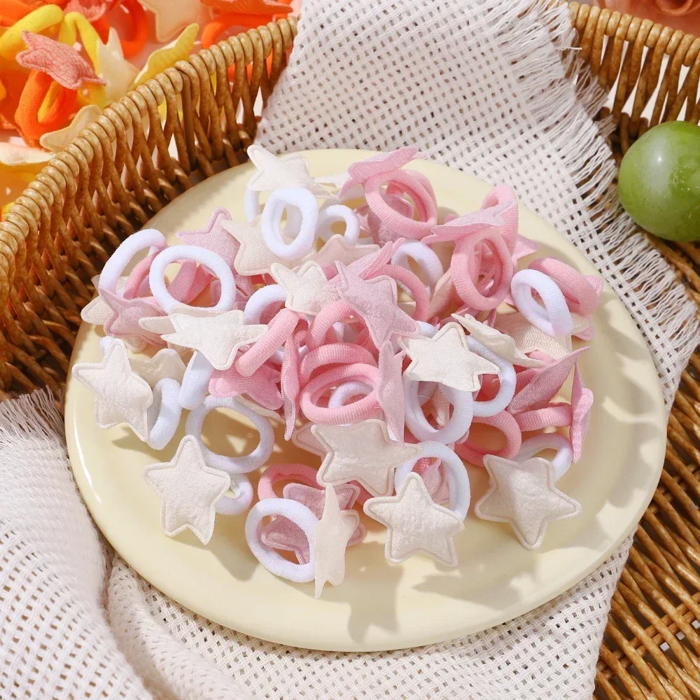 20pcs Kids Elastic Hair Bands Girls Plush Ball Rubber Band For Children Sweets Scrunchie Hair Ties Clip Baby Hair Accessories