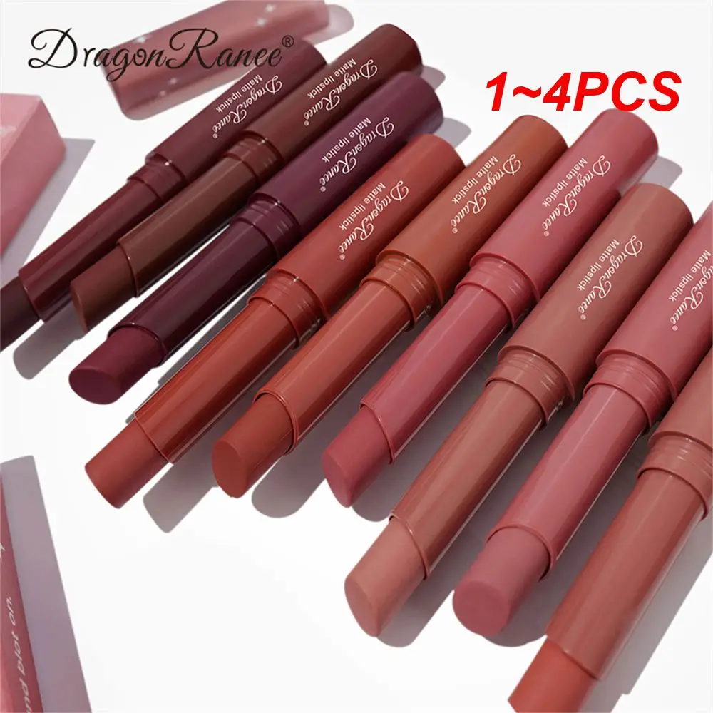 1~4PCS Lipstick Pen Velvet Matte 12 Color Bow Lipstick Cosmetics Lip Liner Pen Non-stick Cup Red Lip Tint Female Makeup