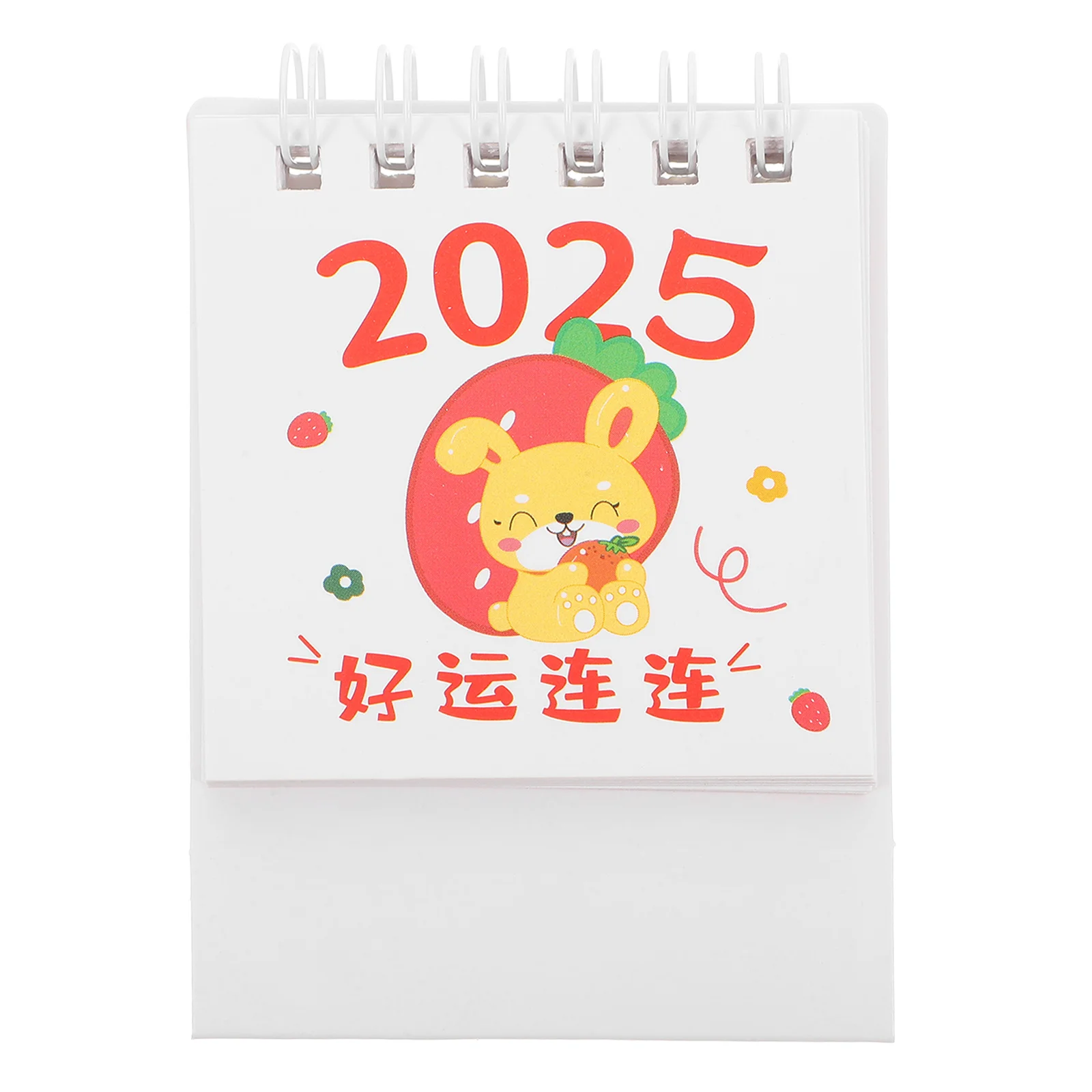

Mini Desk Calendar White Bunny Double Wire Binding Standing Flip Calendar July 2024 to December 2025 Desktop Planner for Office