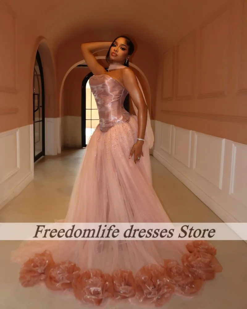 

Fairy Prom Dresses 2025 Flowers Beading A Line Evening Gowns Tulle Robe De Bal Wedding Party Dress Customized