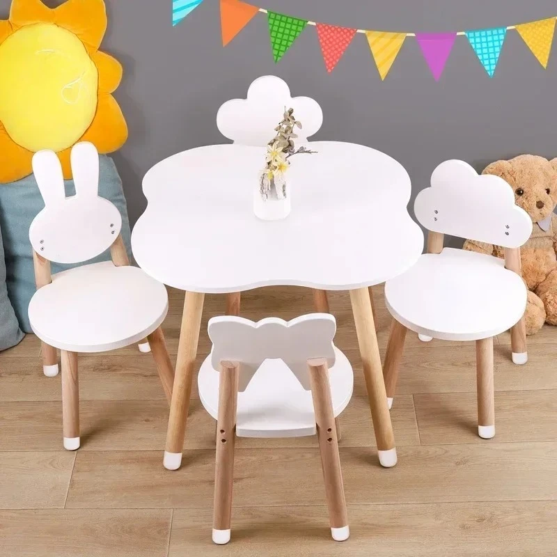 Solid Wood Children's Table and Chair Set Montessori Toddler Activity Desk High Kids Study Read Table for Children Furniture