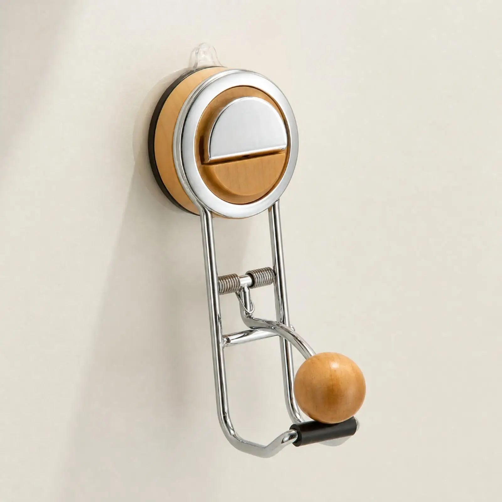 No Drill Bathroom Hooks Set of Two Suction Cups Chrome Metal Sturdy Wall Mount for Towel Storage