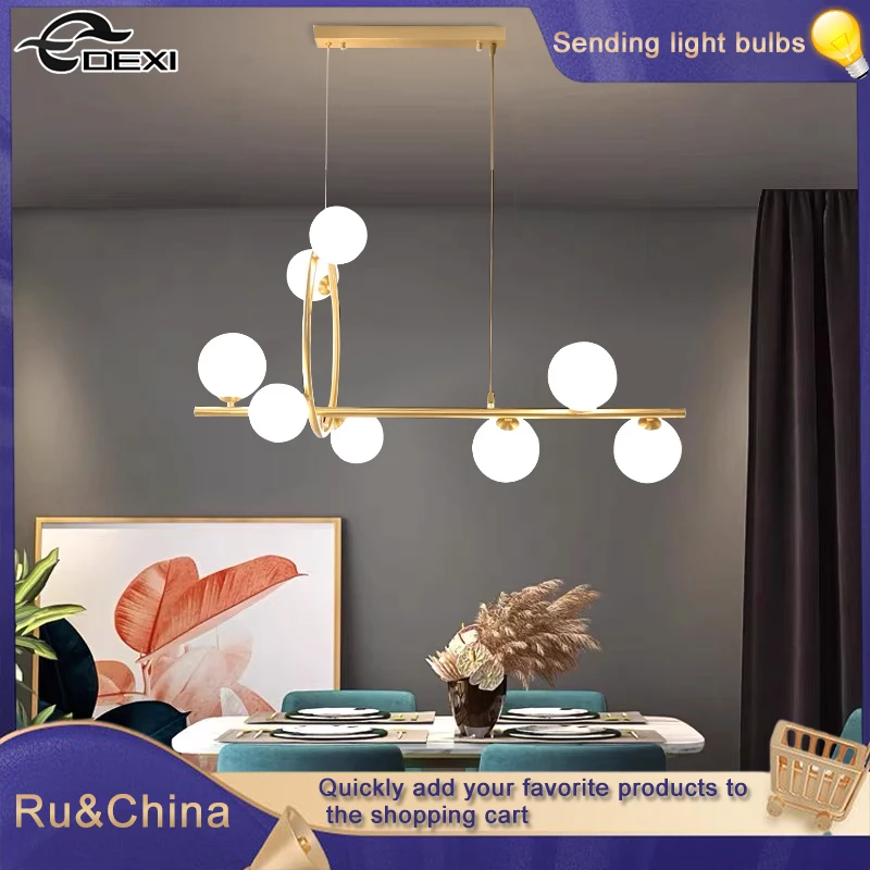 

Nordic New Living Room Bedroom Glass Ceiling Lamp Restaurant Cafe Chandelier Villa Office study Decoration Lighting Fixture G9