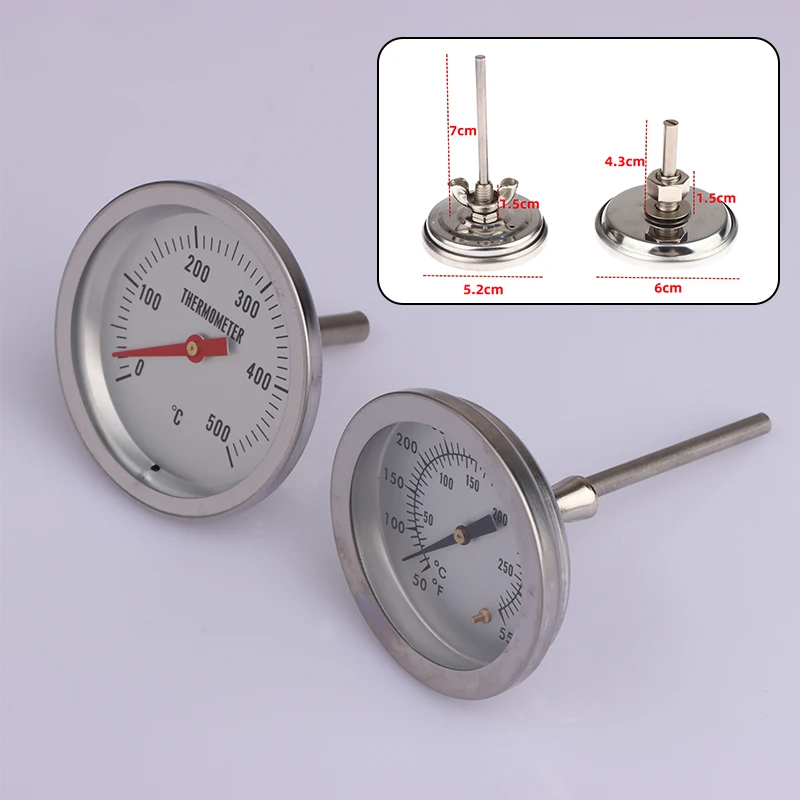 ميزان حرارة ثنائي المعدن للشواء من الفولاذ المقاوم للصدأ ، مقياس لحم طهي الطعام ، أدوات مطبخ احترافية ، ملحق متر ، 0-1.8 ℃
