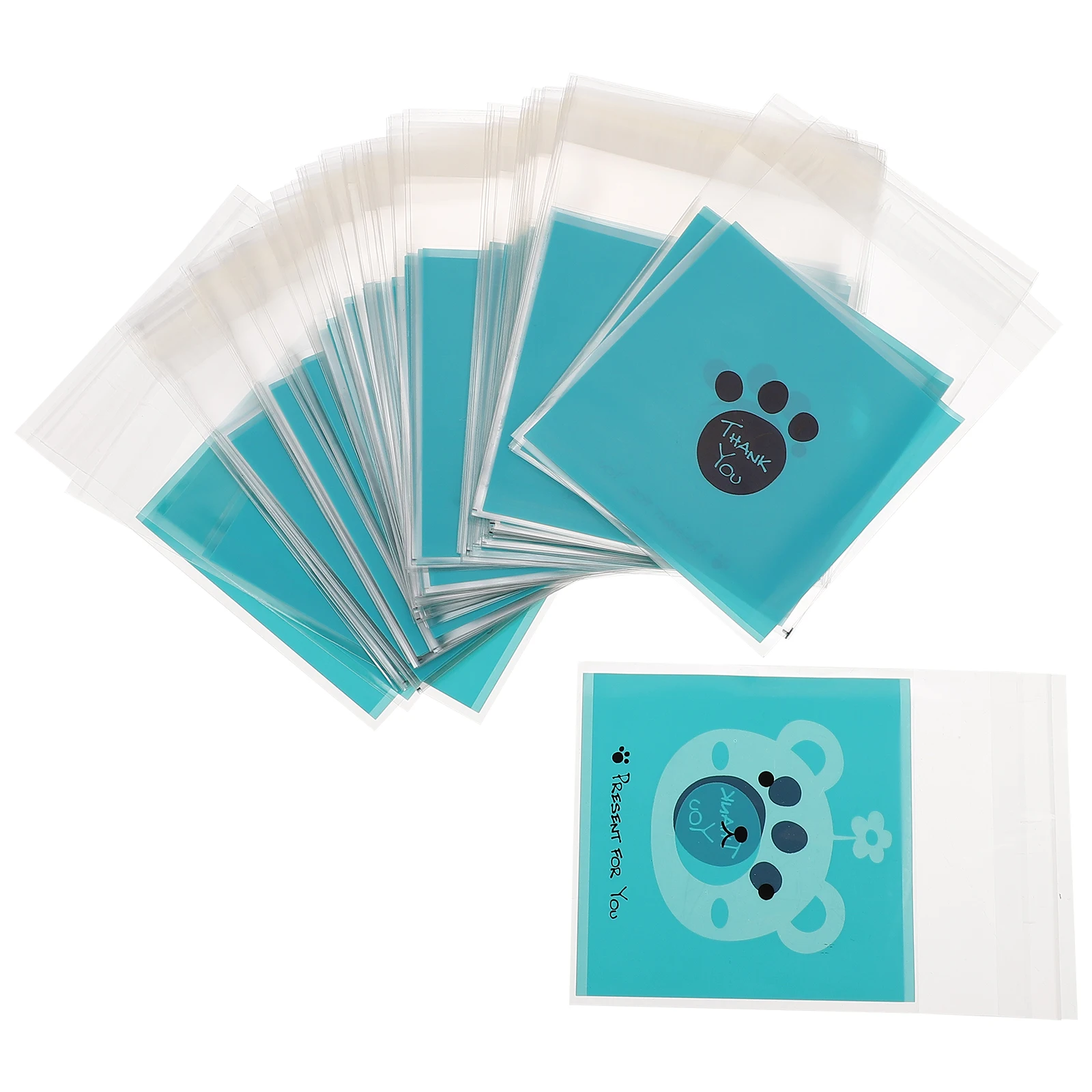 

Self Adhesive Storage Bags Cartoon Bear C y Biscuit Wrapping Packs Clear Printing Reusable Plastic Christmas Supplies Packaging