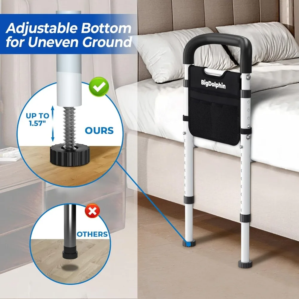 Adjustable Bed Safety Rail for Elderly - ASTM Certified 350LB Capacity, Non-Slip Grip, Tool-Free Assembly Fits Twin to King Beds
