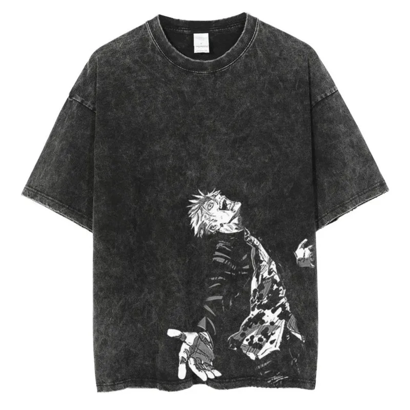 Fushiguro Toji Printed T Shirt Anime Jujutsu Kaisen Tshirt Men Women Casual Loose T-shirts Washed Cotton Tee Harajuku Male Tops