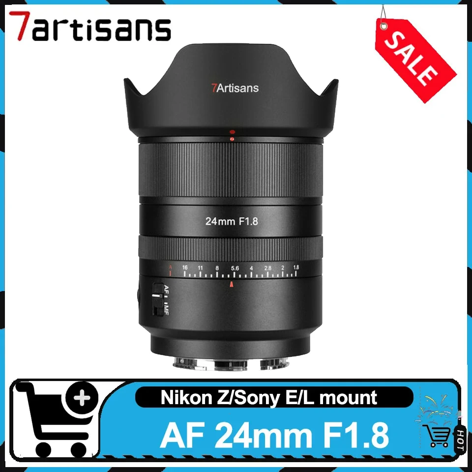 

7artisans 24mm F1.8 Auto Focus Lens Full Frame F1.8 Large Aperture Prime Lens compatible with Sony A7S Nikon ZFC Leica L