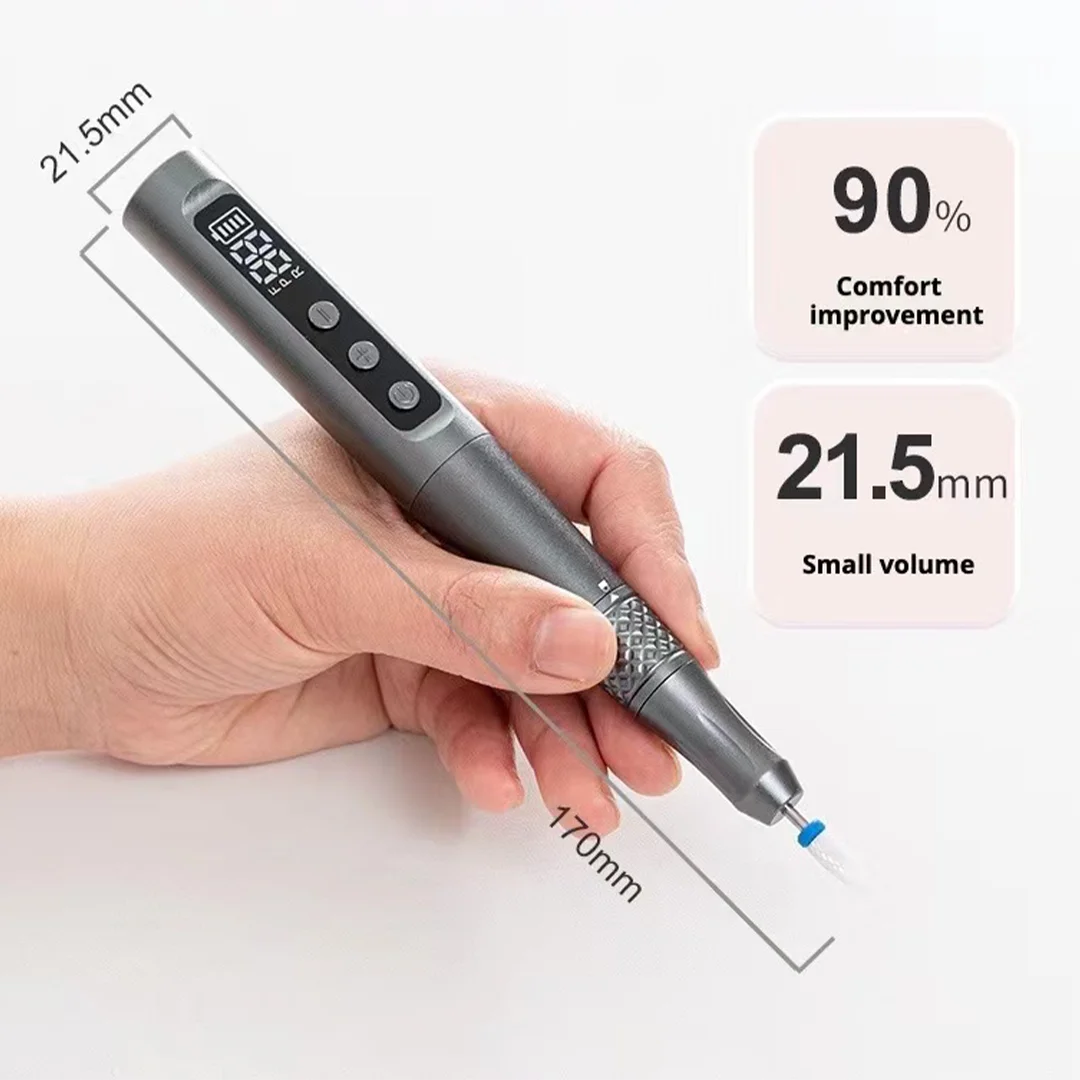 Perceuse à ongles électrique sans fil portable, 35000 tr/min, poignée électrique, perceuse à stylo USB, manucure et pédicure, pièce à main aste, écran LCD