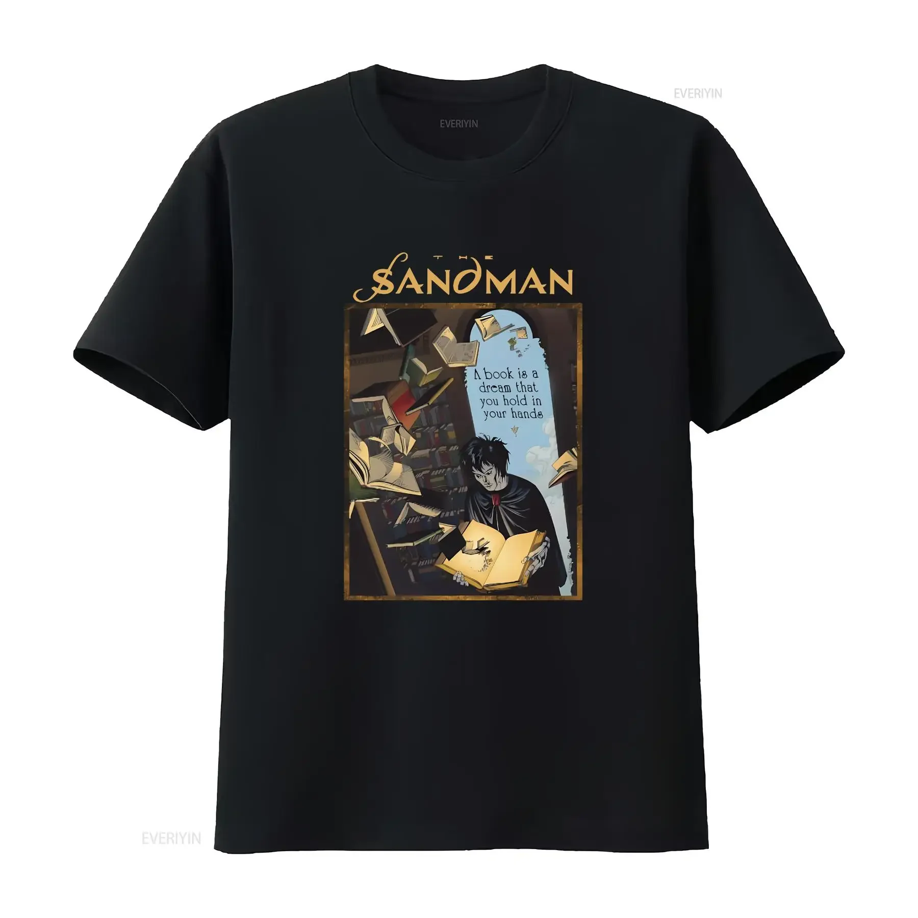 Sandman livro t camisa de algodão pesado sonho morpheus infinito vintage lavado roupas de grife de moda versátil