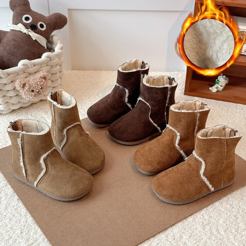 

Winter Child Boots 2025 Autumn Korean Version New Flat Sole Single Shoe Retro Girl Anti Slip Comforta Casual Girl Short Boots