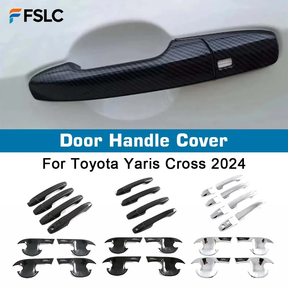 

Car Decoration Door Bowl Handle Cover FOR Toyota Yaris Cross 2024 Cars Accessories Carbon Fiber Chrome Silver Glossy Black