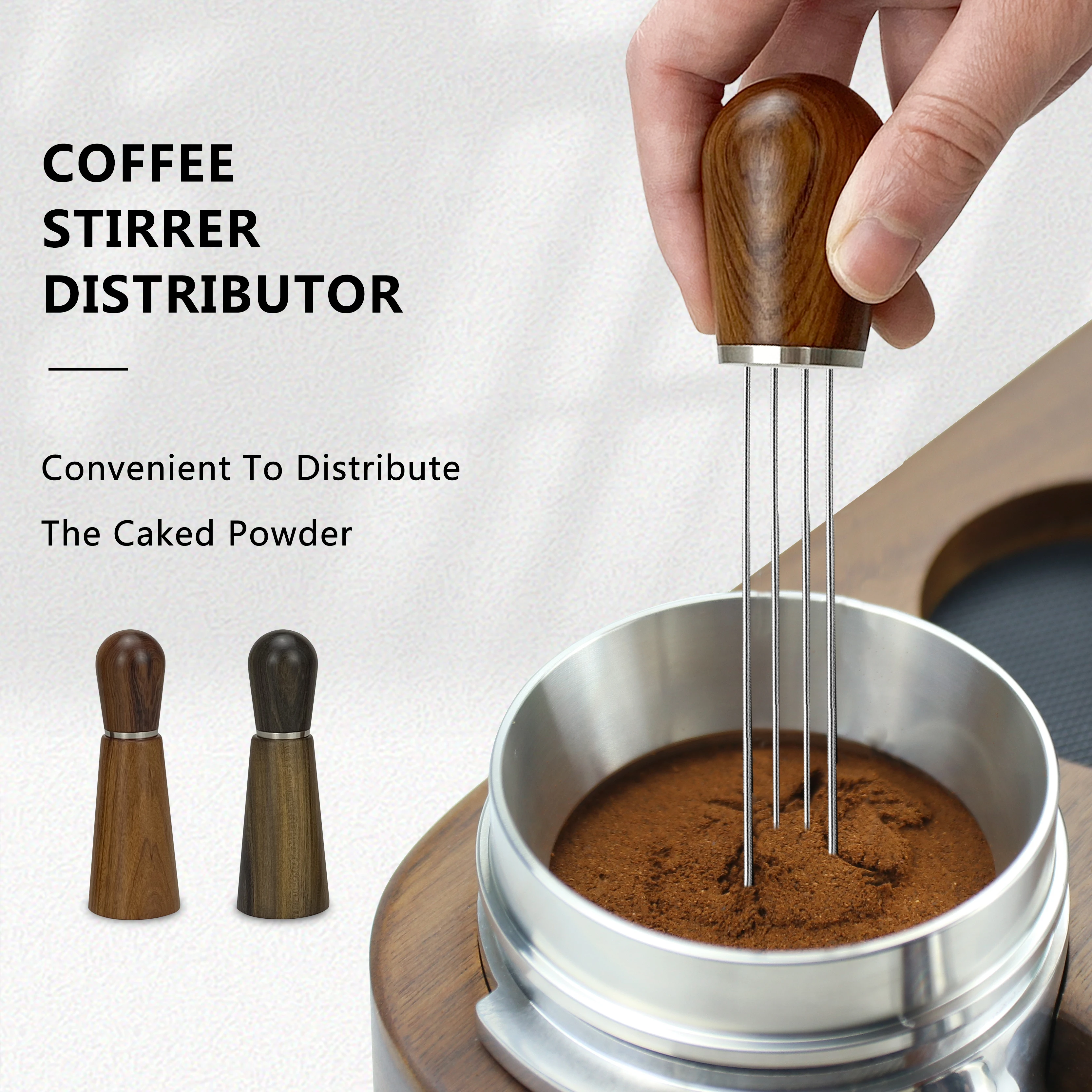 Coffee Needle Distributor 304 Stainless Steel Coffee Stirrer Distribution Leveler Tool Needle Type With Wooden Handle