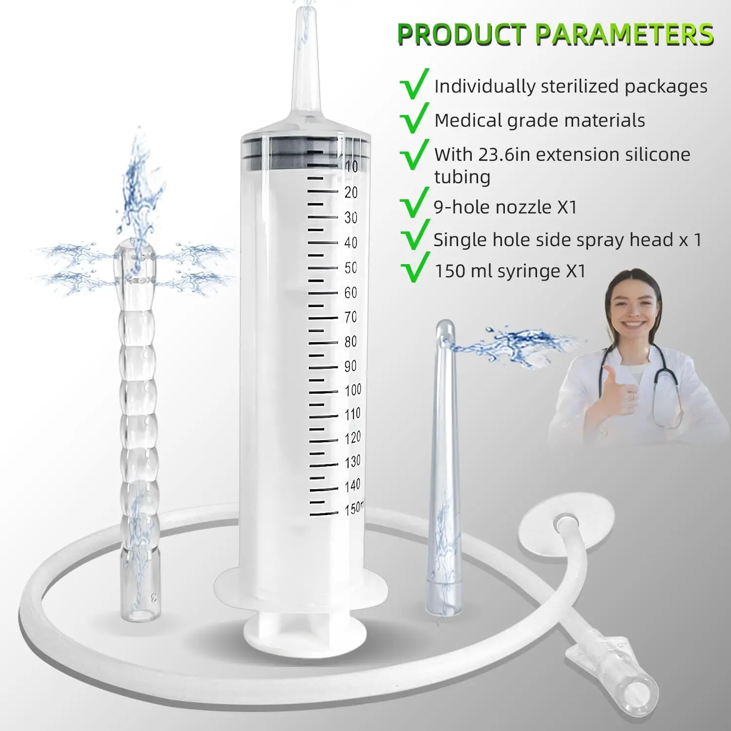 150ML enema syringe cleaning enema system, for colon cleaning travel enema kit, suitable for men and women