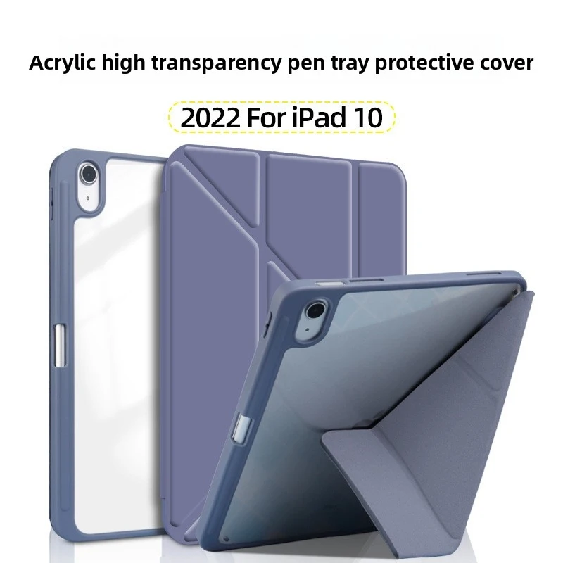 Tri-Fold Case with Pencil Holder for iPad Air 4/5 Pro 11 10th Gen 10.9 Acrylic Hard Back