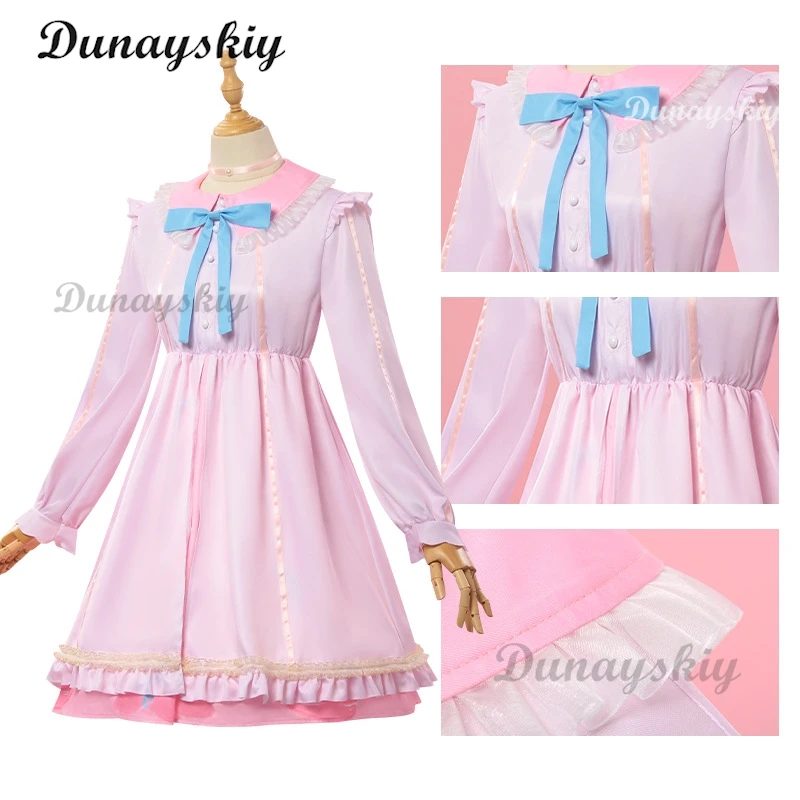 Momoi Airi Cos MORE MORE JUMP تأثيري مشروع Sekai الملونة المرحلة الفذ زي موموي ايري الوردي لوليتا فستان هالوين البدلة شعر مستعار