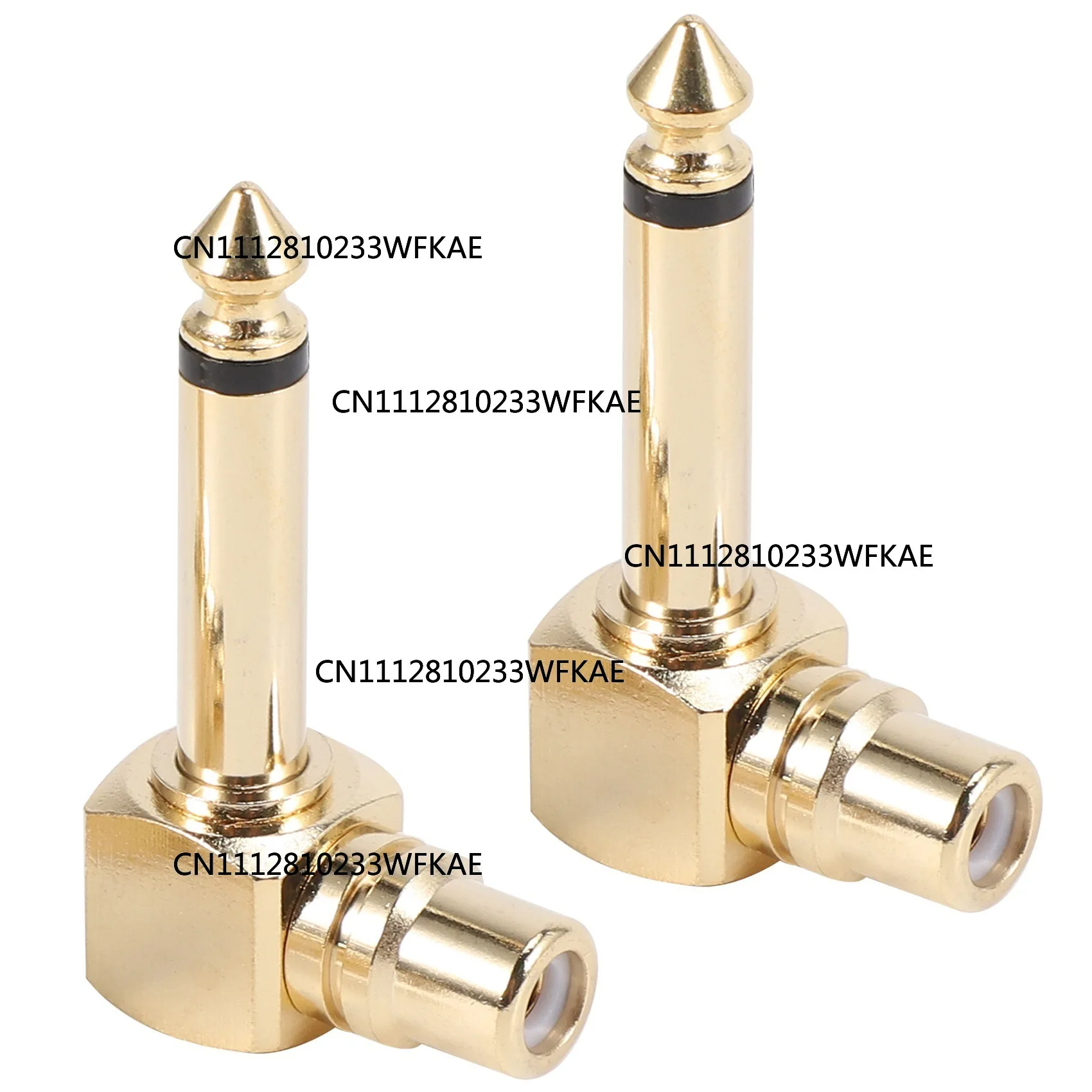2-PACK RCA Female Jack to 1/4 inch Mono Male Plug Right Angle Audio Adapter,gold