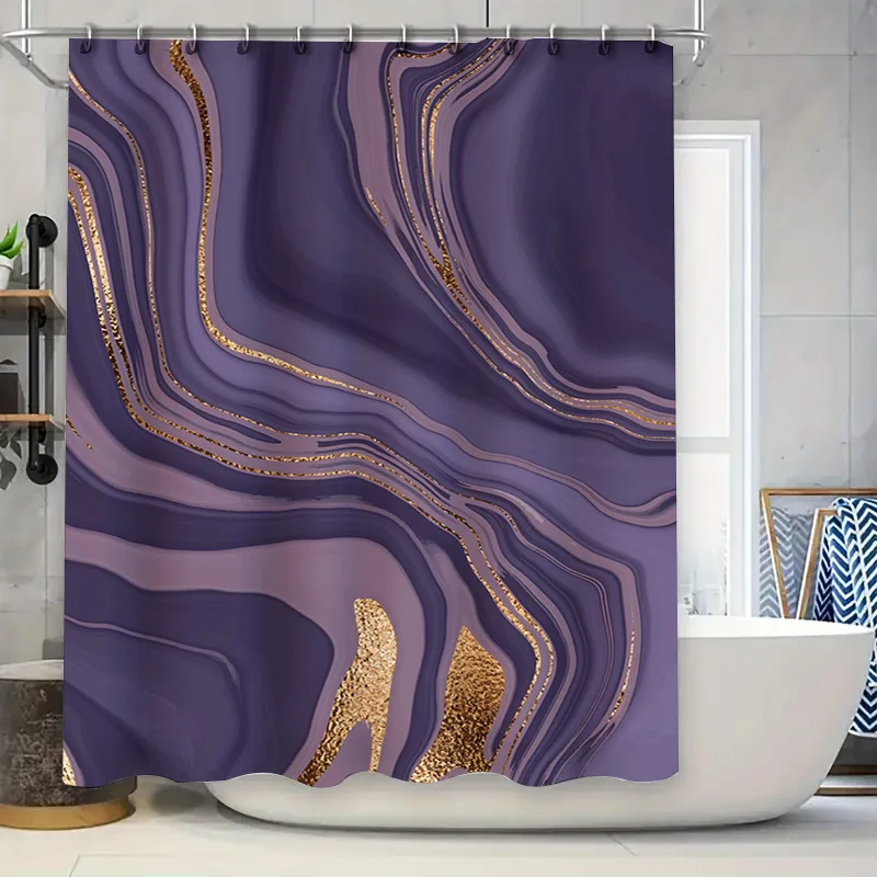 

Роскошная занавеска для душа с принтом жеода, современный декор для ванной комнаты для девочек, детей, фиолетовый, белый, золотой, с узором на высоком каблуке, коврик для ванной, легко я