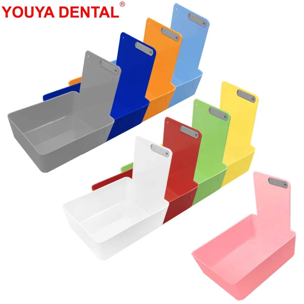 

10pcs Dental Lab Storage Box Tray With Clip Holder Plastic Work Tray Turnover Box Durable Container Organizer Dentistry Tools