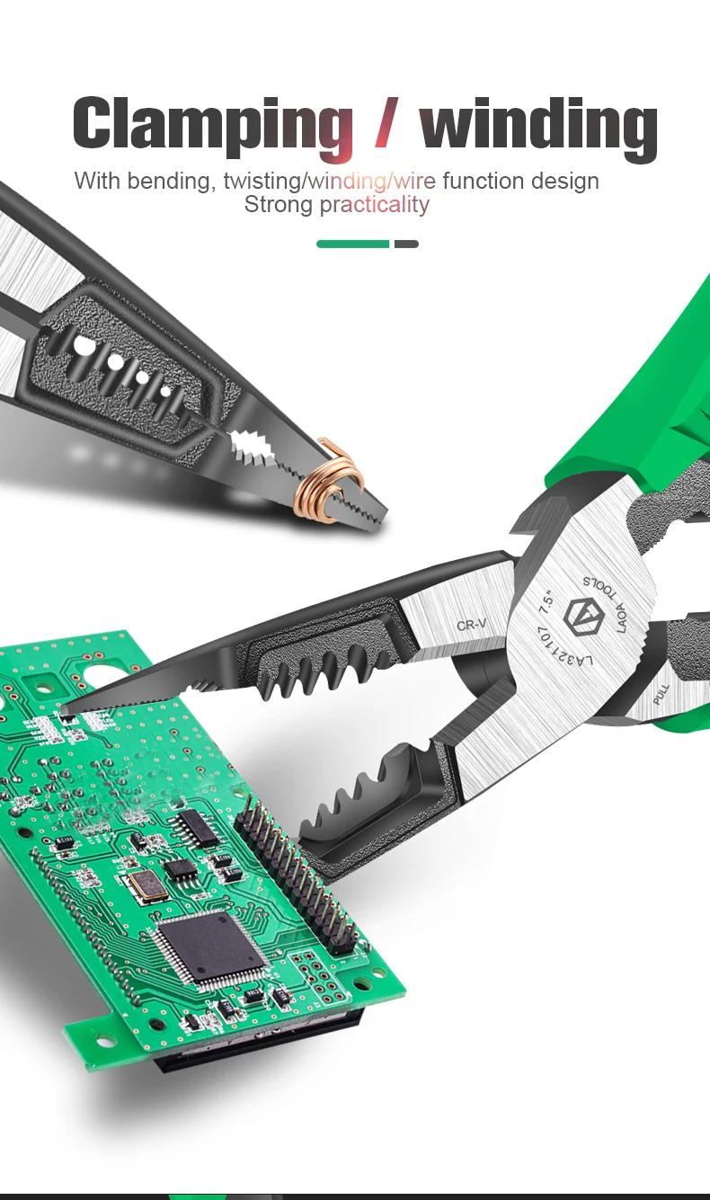 LAOA Professional CRV Multifunktions-Drahtschneider, lange Nase/Diagonalzange für Elektriker mit Abisolierzange – Detail 11