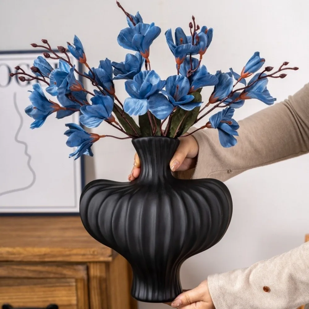 Plastic Irregular Shape Vase Imitation Ceramic High-end Water Cultivation Vase Solid Color Desktop Decor Flower Arrangement Vase