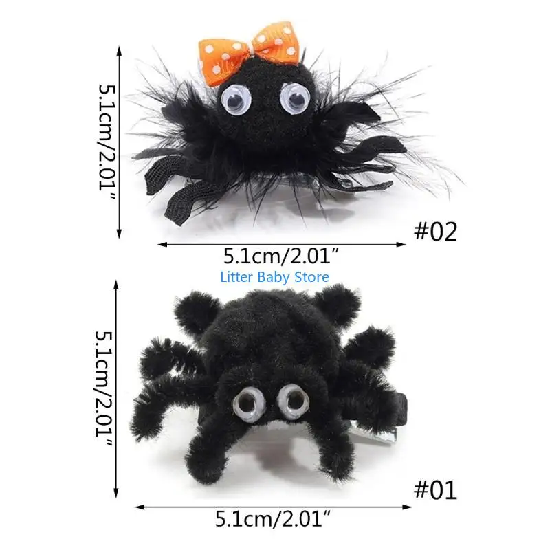 دبوس شعر أنيق على شكل عنكبوت الهالوين N80C، مشابك شعر على شكل حيوانات للفتيات الصغيرات #6