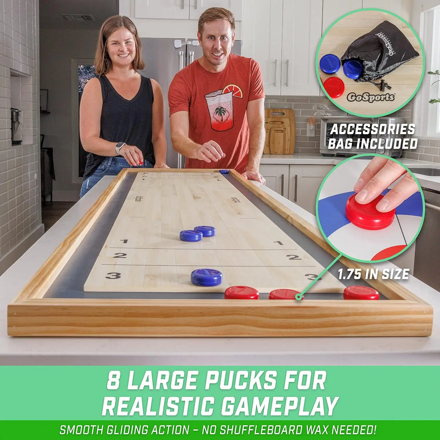 Shuffleboard and Curling 2 in 1 Board Games - Classic Tabletop or Giant Size - Choose Your Style