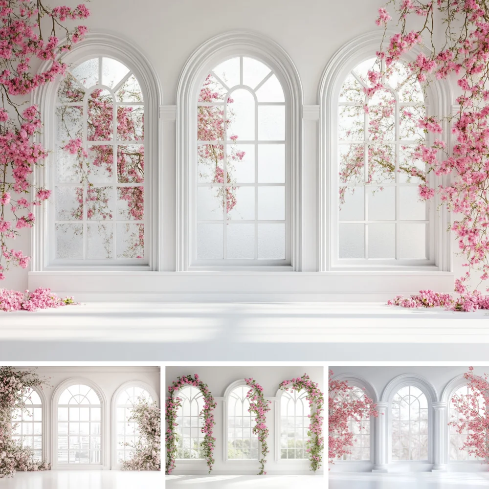 Arched Wall Backdrop With Flowers And Roses Kids Baby Cake Smash Photography Props Romantic Archwindow Child Wedding Backgrounds