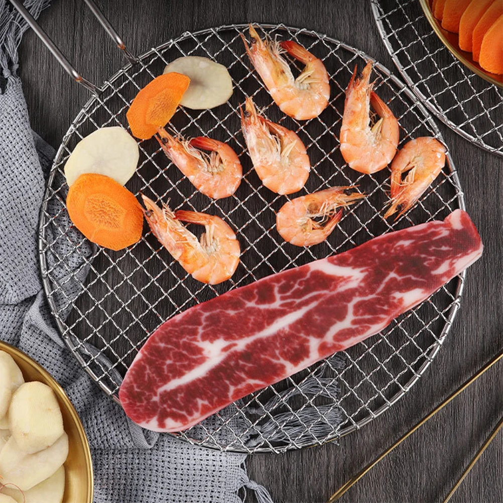 

Barbecue Mat With Handle Stainless Steel Grill Mesh Reusable Outdoor Bbq Grilling Mat For Vegetables Meat Fish Poultry