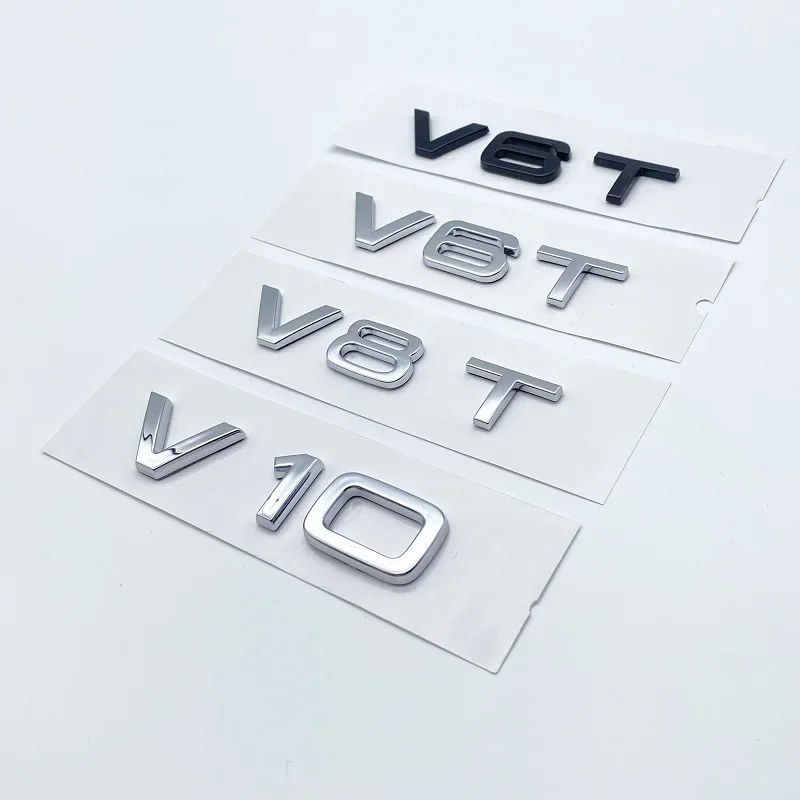 3D буквы, цифры, хром, черный V6T V8T V10 W12, хромированная черная эмблема, автомобильная наклейка, аксессуары для серии A1 A3 A4 A5 A6 A7 A8L RS7