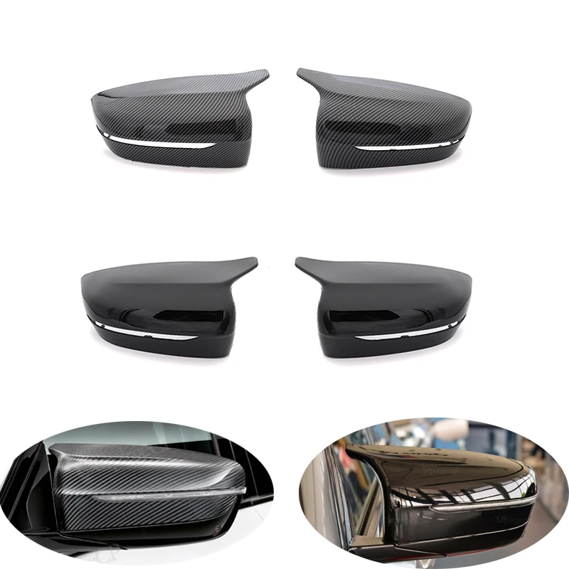 2Pcs Car Bright Black Side Rear View Mirror Cover Replacement For BMW 3 4 5 7 Series G20 G22 G30 G31 G38 G11 G12 2016 - 2022
