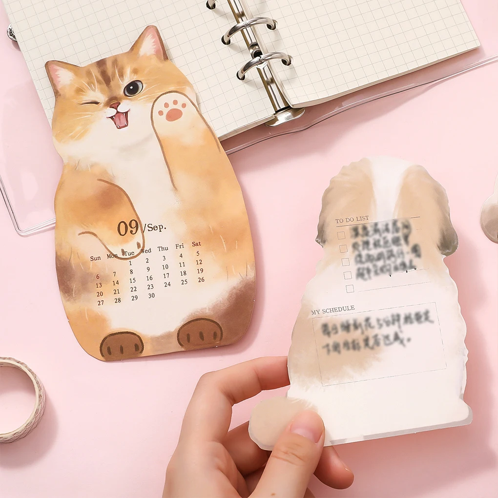Calendrier de l'année 2026 avec la série chat et chien mignon, Structure de Support de Base robuste, calendrier de bureau de la série chat chien mignon
