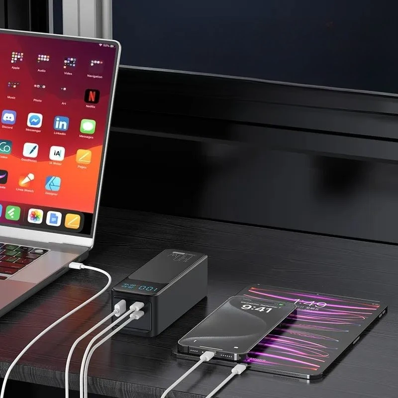 PD 140W Power Bank 27000mAh Fast Charging Large Capacity Digital Display Portable Charger for Notebook Mobile Phone