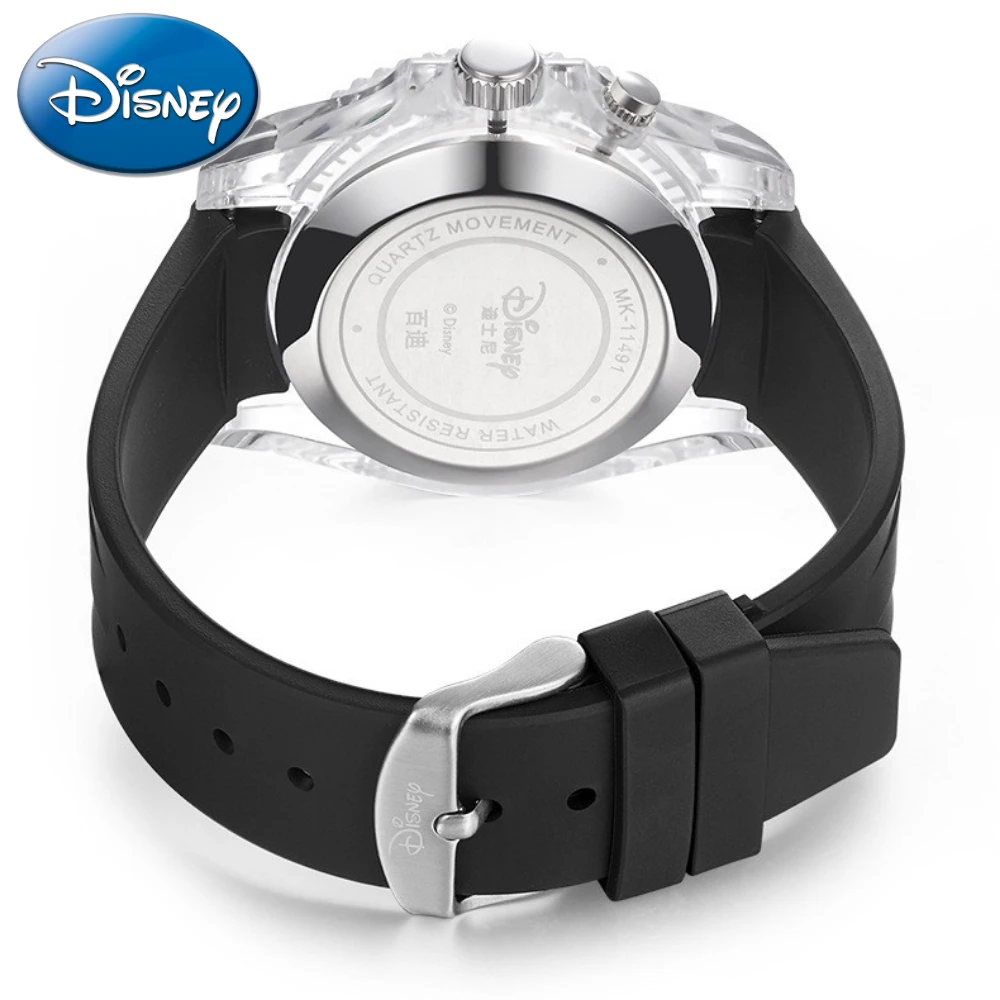 Disney-reloj de cuarzo transparente para estudiantes, cronógrafo de Mickey, esfera luminosa con caja, regalo