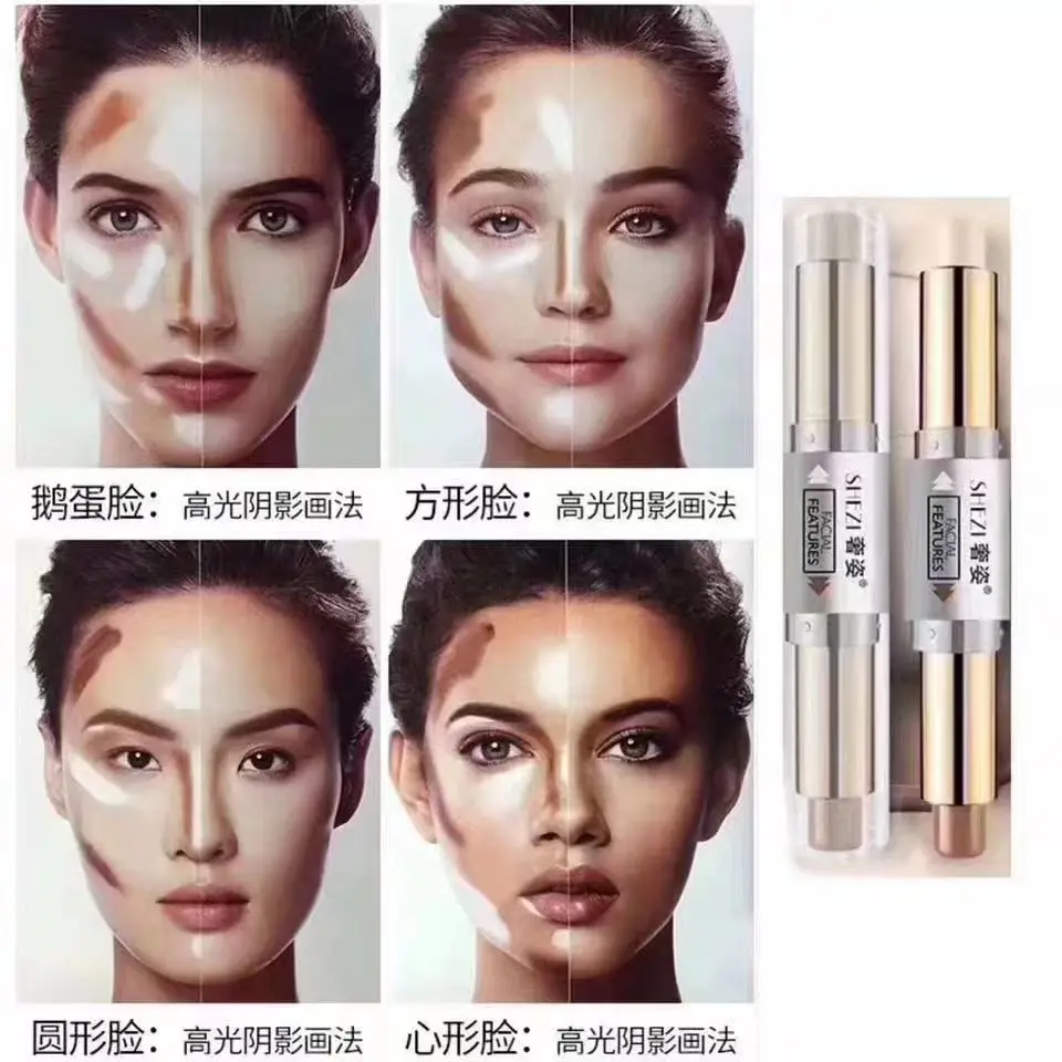 Shezi Double-end Face Highlight Charming Face Oil-control Concealer Pencil Facial Highlight Corrector Repair Stick Pen Cosmetics