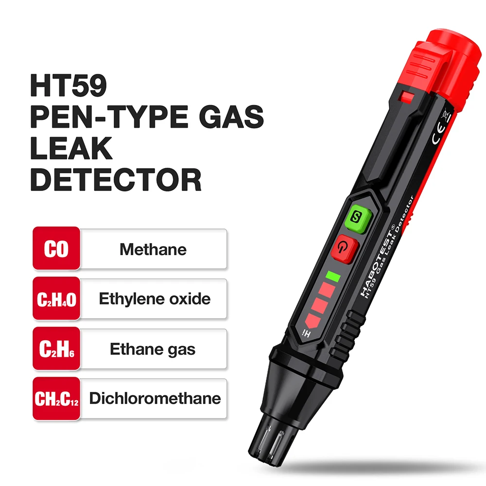 HT59/HT60 Combustible Gases Leak Detector with Audible & Visual Alarm Portable Natural Methane Propane Tester Gas Analyzer Pen