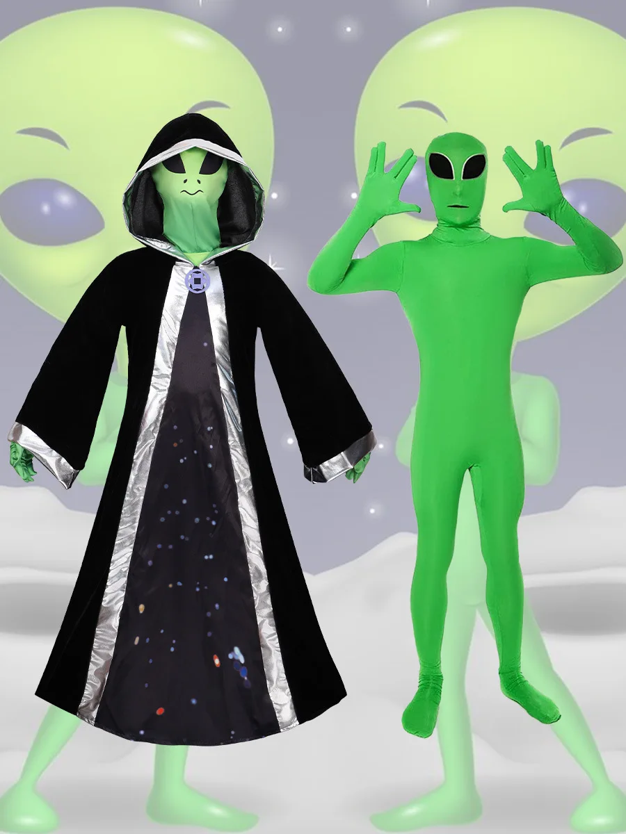 Vert ET Alien Enfants Combinaison disfraz de Cosplay Combinaison adulto ET Alien máscara conjunto completo Halloween Fête Mascarade