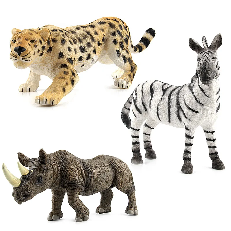 Realistic Simulated Wild Animals Big Hollow Model Leopard Tiger Lion Elephant Zebra Collection Toys For Children Birthday Gifts