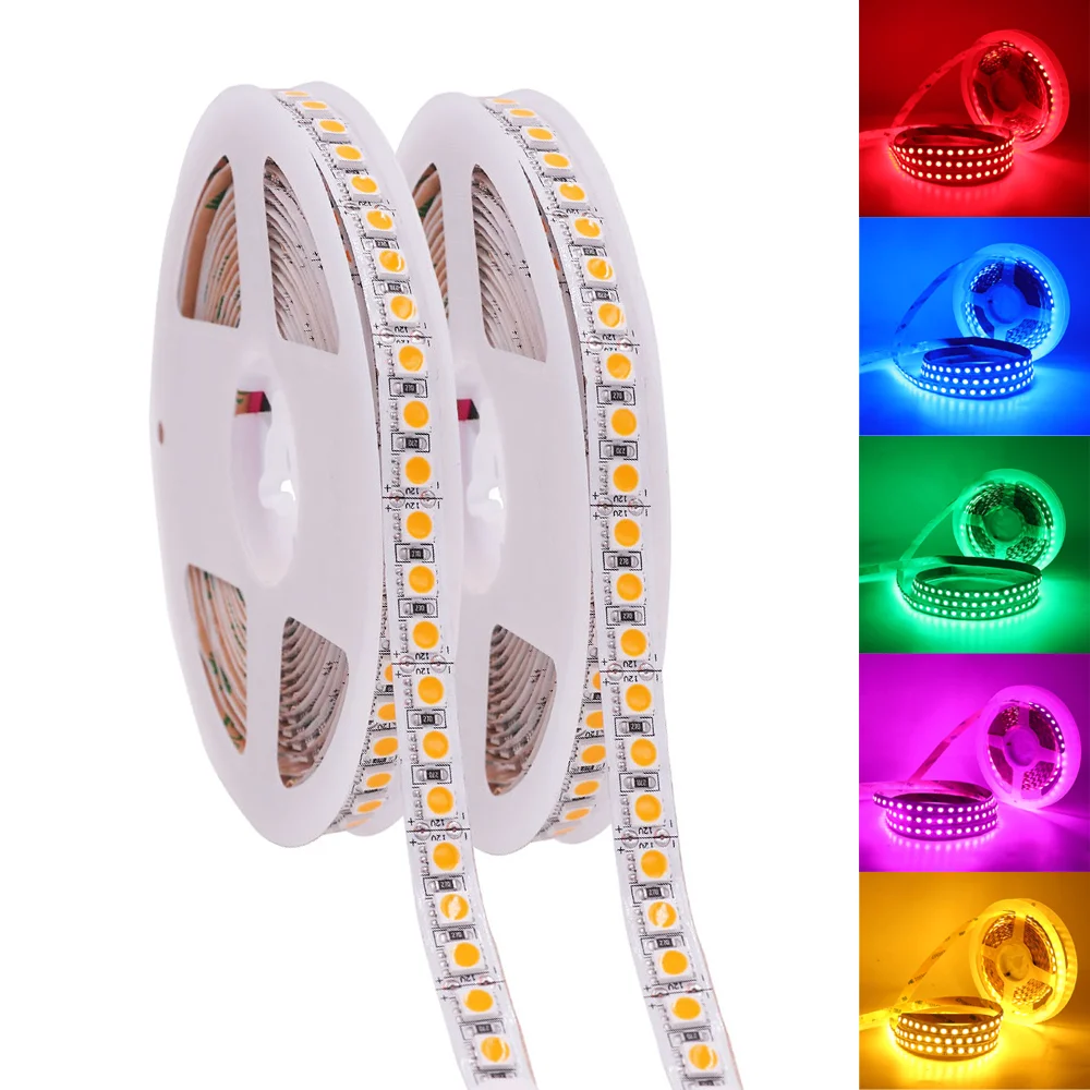 Taśma LED 12V 24V 5M 5050 taśma Led RGB 5054 5630 2835 elastyczne światło wstążka dioda 60/120 leds/m wodoodporna taśma Led lampa