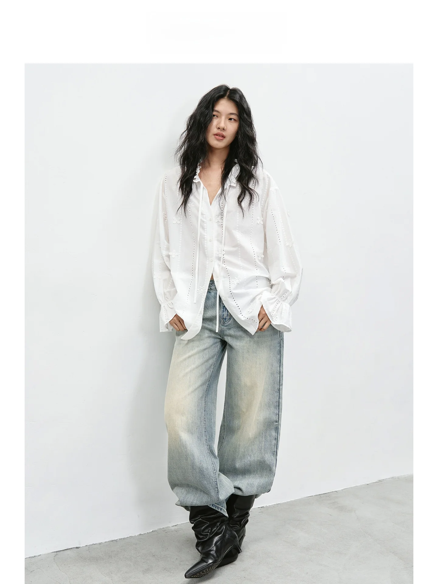 

EIGHTHMONTH High Waist Straight Leg Vintage Waed Blue Jeans Women's Loose Trousers Casual Sle Spring New Arrival