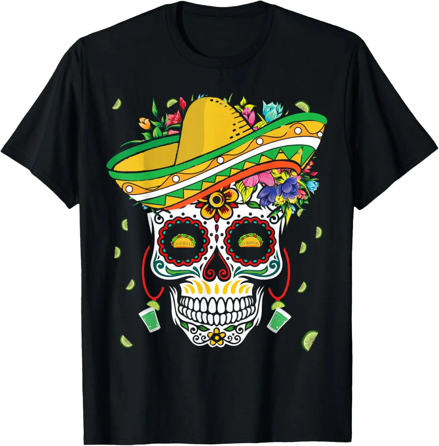 

Dia De Los Muertos Colorful Bone Taco Happy Cinco De Mayo T-Shirt