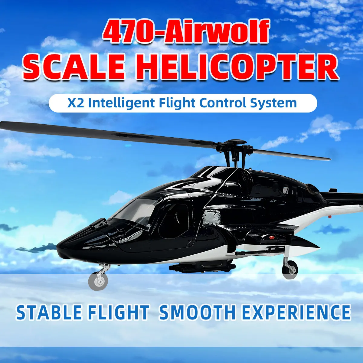 Roban 470 Size Airwolf RC Helicopter GPS Mode X2 Flight Control System LED Lighting System RTF version