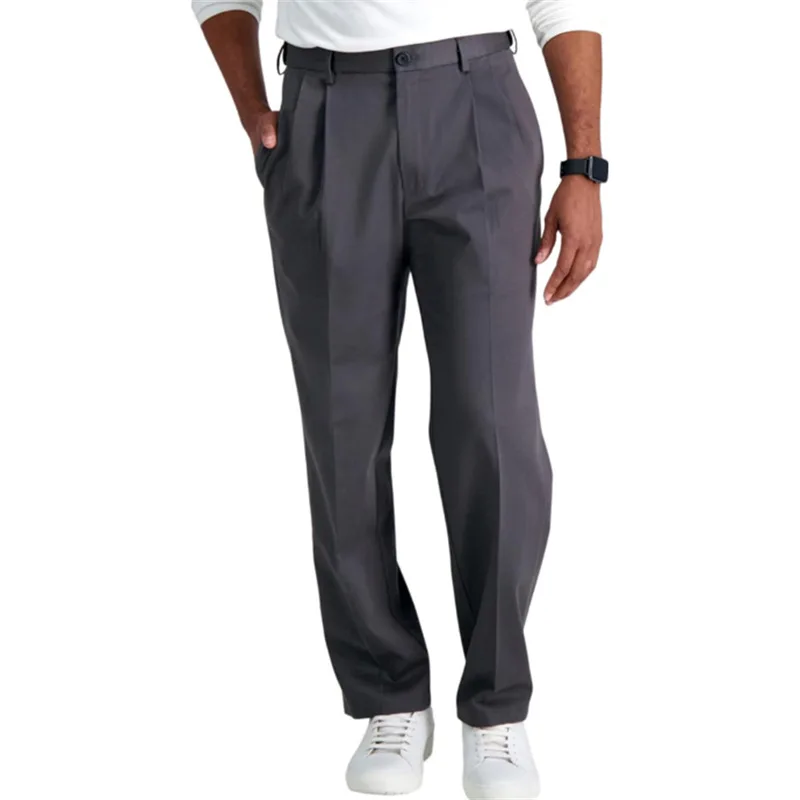 

2025 модные мужские классические плиссированные брюки, одежда, мужские однотонные свободные простые базовые повседневные модные деловые прямые костюмные брюки