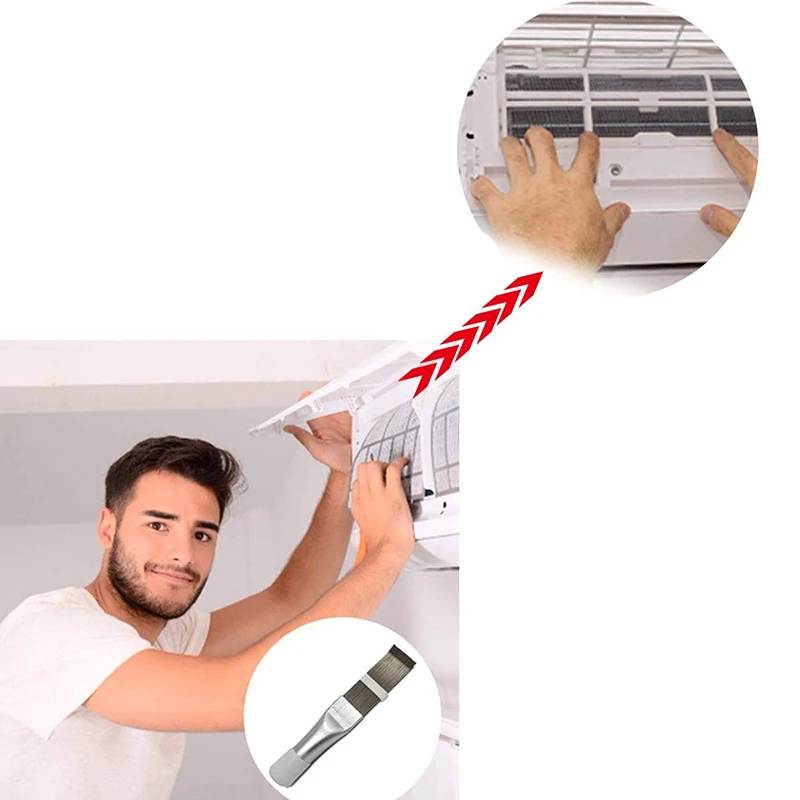 Air Conditioner Fin Cleaning Comb Stainless Steel Condenser Radiator Fin Brush Cleaner Repair Tool Coil Comb Household Cleaning view 2