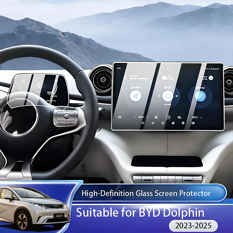 

For BYD Dolphin 2023-2025 12.8in 5in Dash Nav HD Tempered Glass Screen Anti-Scratch Protective Film Decor Accessories Pad