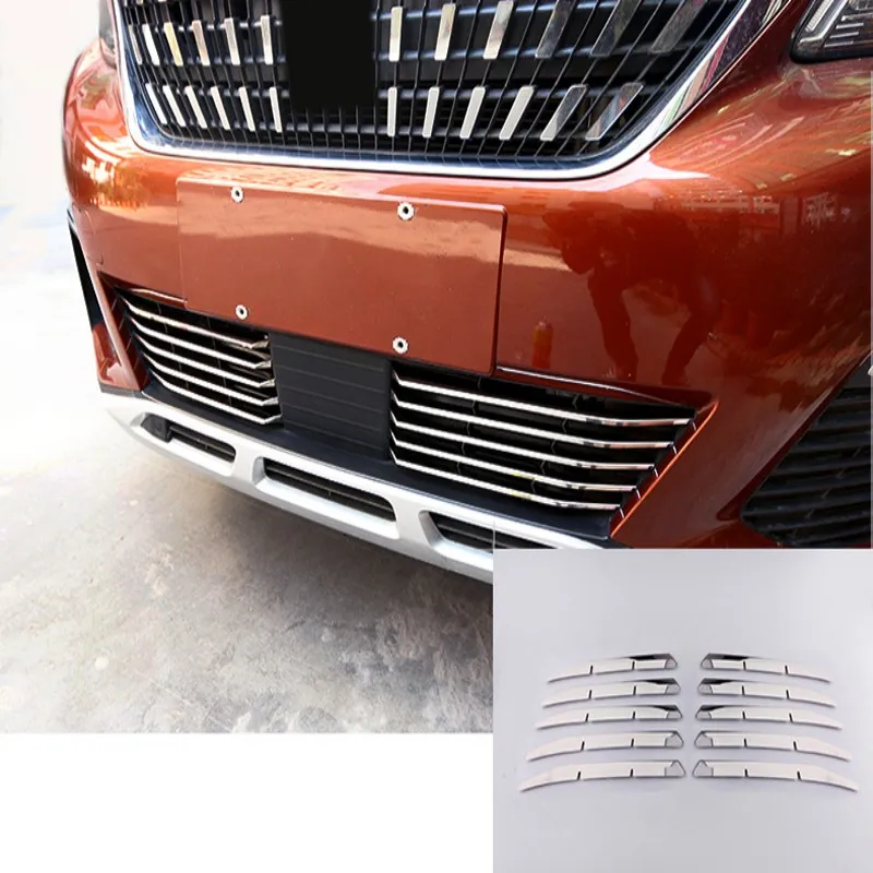 Car Accessories For Peugeot 3008 GT II 2016 2017 2018 2019 Stainless Steel Front Grille Grill Molding Strips Bottom Cover Trim