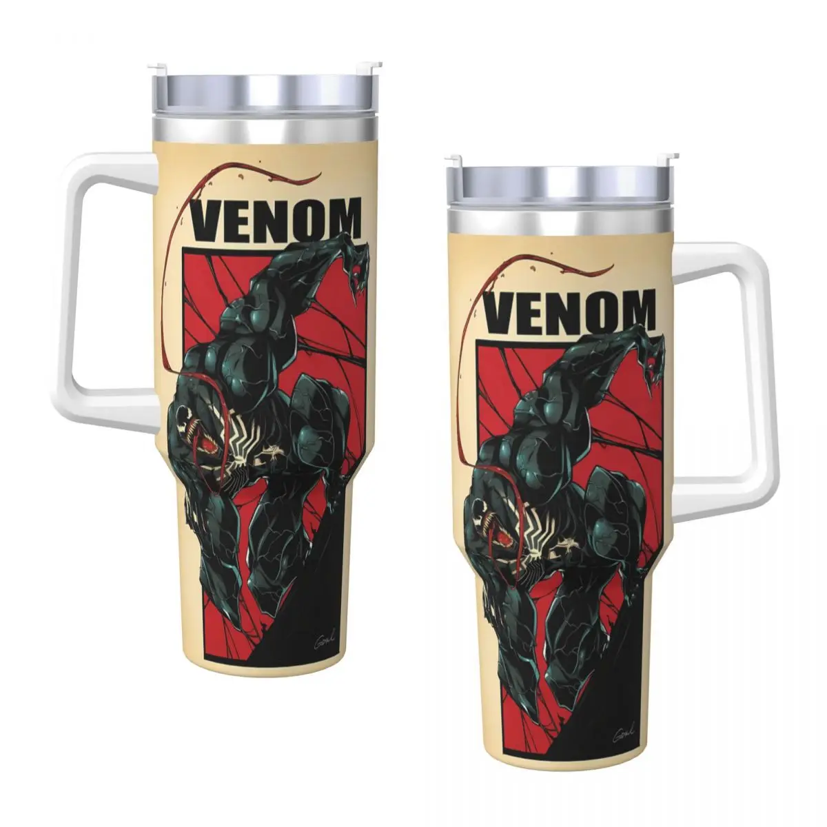 

Venoms Stainless Steel Tumbler Marvel Driving Thermal Mug With Straws and Lid Large Mugs Cup Hot Drinks Water Bottle