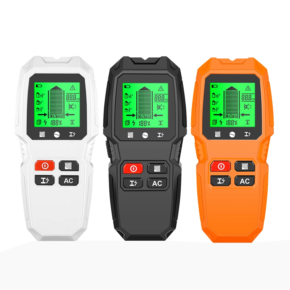 Detector de tachuelas de pared 5 en 1, pantalla LCD, Manual multifuncional para madera, Cable de CA, Detector de metales, buscador de pared eléctrico